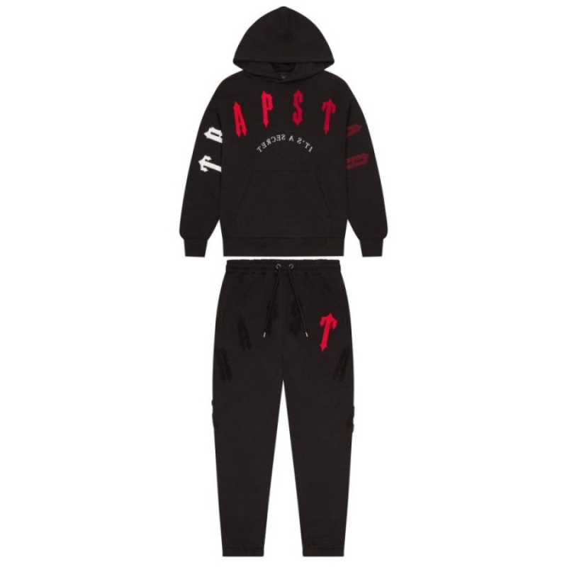 Black / Red Men\'s Trapstar Irongate Arch Chenille 2.0 Tracksuit Australia | RM46-571