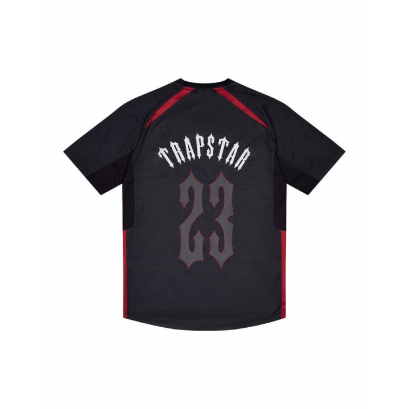 Black / Red Men's Trapstar Irongate Football Jersey T Shirts Australia | EA21-027