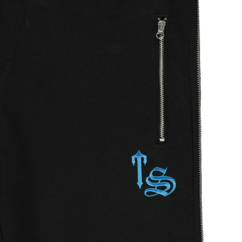 Black / Turquoise Women's Trapstar Script Zip Leg Jogging Bottoms Pants Australia | KQ21-001