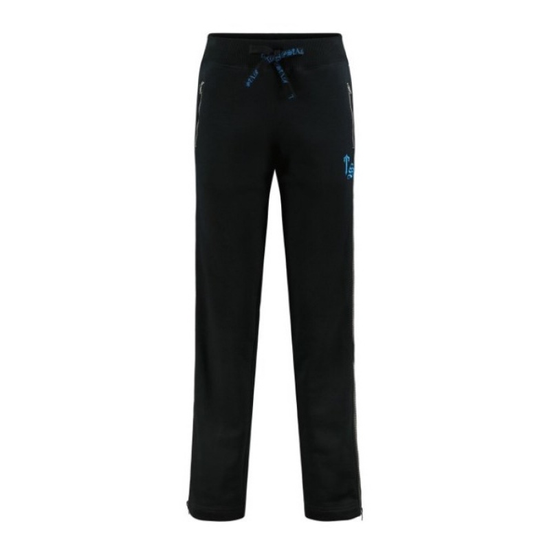 Black / Turquoise Women\'s Trapstar Script Zip Leg Jogging Bottoms Pants Australia | KQ21-001