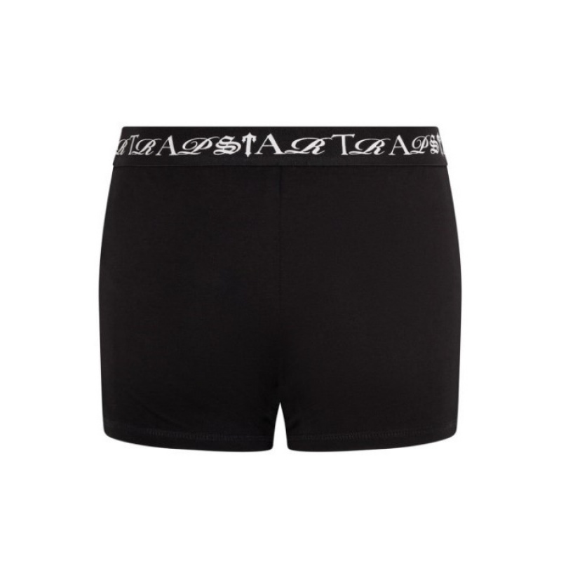 Black / White Women's Trapstar Script Boxer Shorts Australia | KA07-990