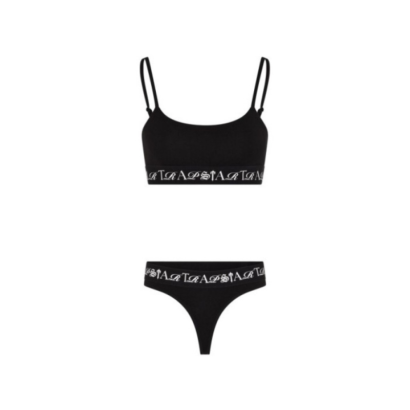 Black / White Women's Trapstar Script Bra Top Australia | YJ88-175