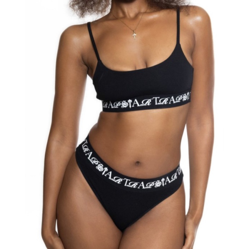 Black / White Women's Trapstar Script Bra Top Australia | YJ88-175