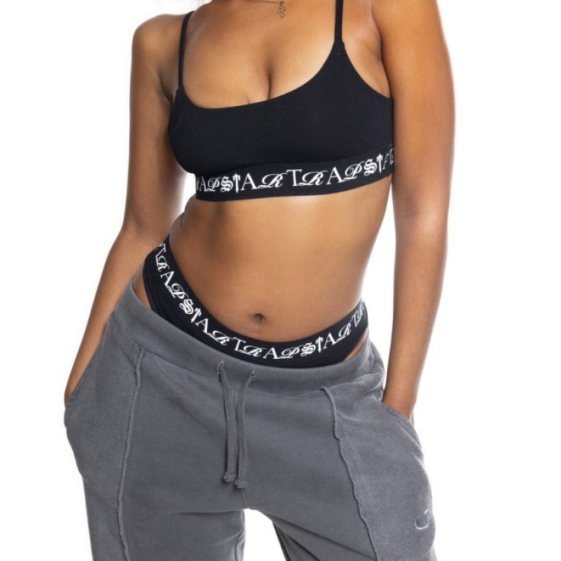 Black / White Women's Trapstar Script Bra Top Australia | YJ88-175