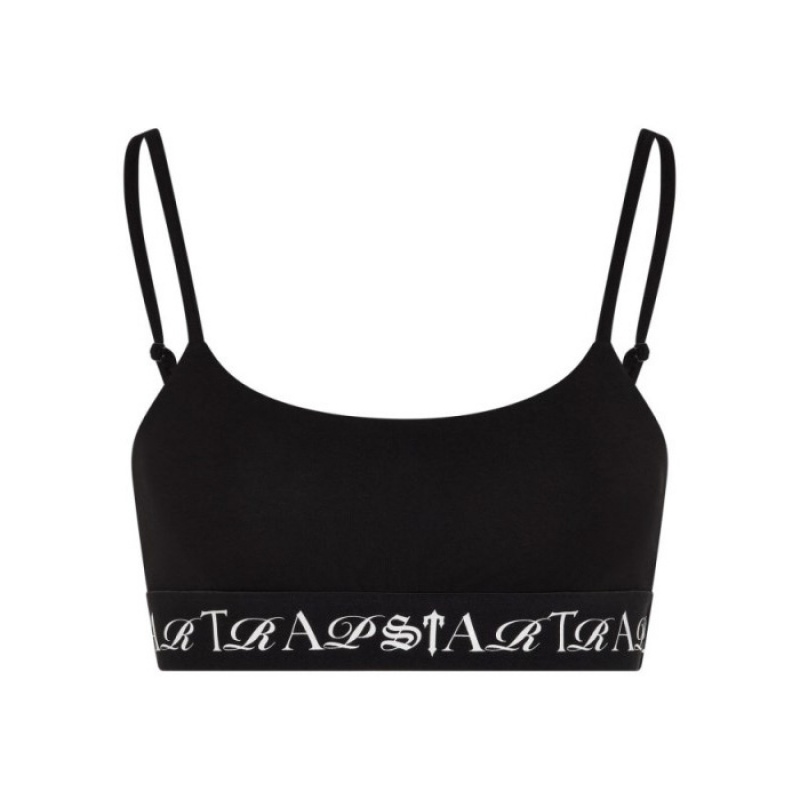 Black / White Women\'s Trapstar Script Bra Top Australia | YJ88-175