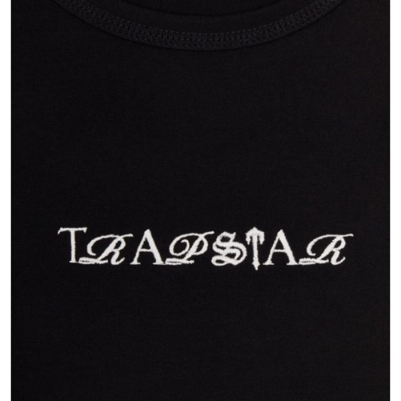 Black / White Women's Trapstar Script Racer Vest Top Australia | EL72-027