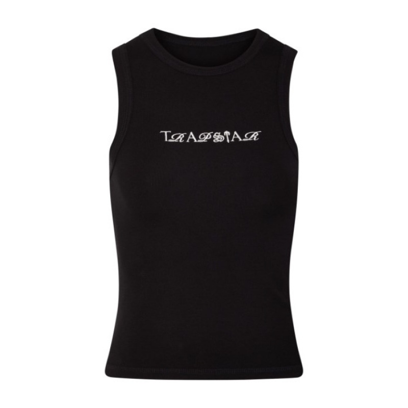 Black / White Women\'s Trapstar Script Racer Vest Top Australia | EL72-027