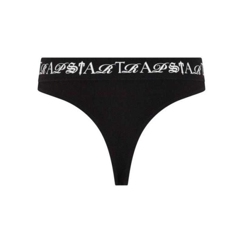 Black / White Women\'s Trapstar Script Thong Shorts Australia | PM50-695