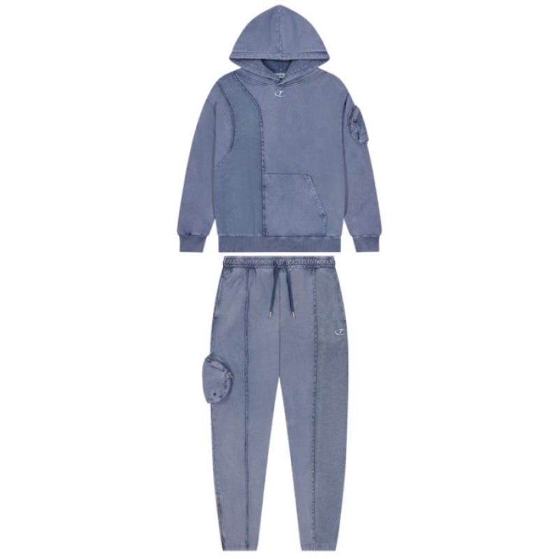 Blue Men's Trapstar Construct Hyperdrive Jogging Bottoms Tracksuit Australia | WB57-388