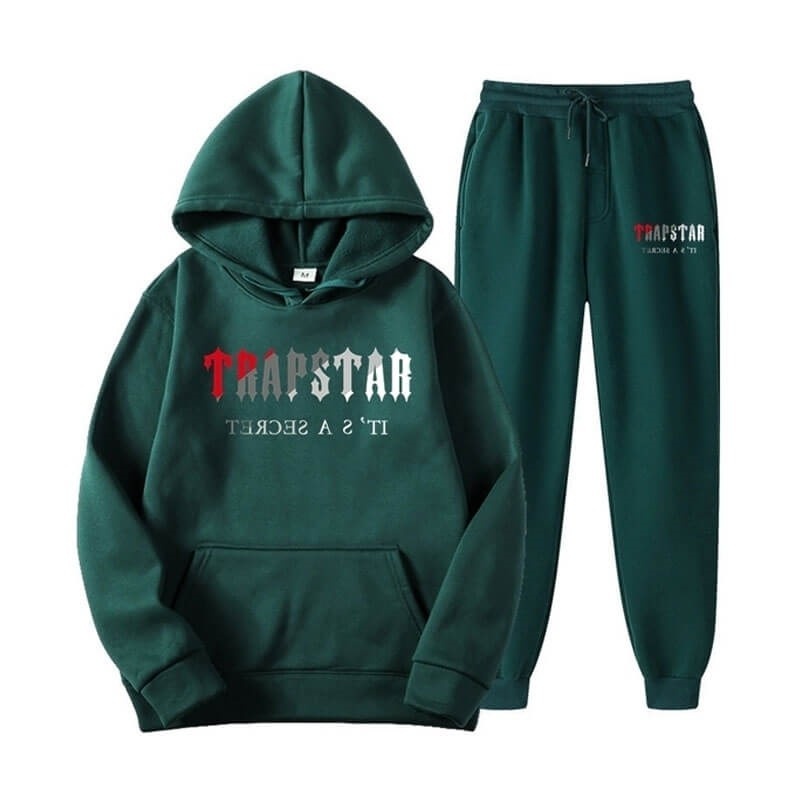 Burgundy Green Men\'s Trapstar It\'s A Secret Set Tracksuit Australia | QL09-521