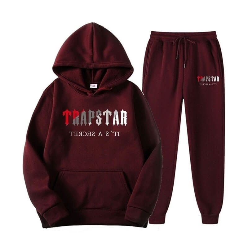 Burgundy Red Men\'s Trapstar It\'s A Secret Set Win Tracksuit Australia | DJ40-788