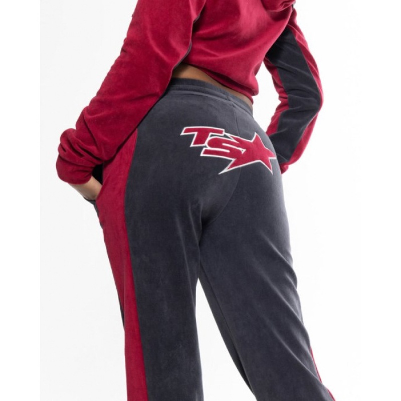 Burgundy Women's Trapstar TS-Star Velour Track Bottoms Pants Australia | XL25-153