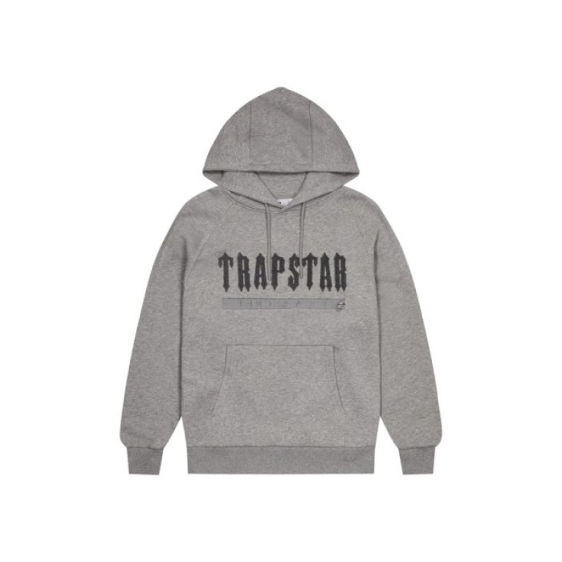 Grey Men's Trapstar Decoded Chenille 2.0 Hoodie Tracksuit Australia | ZI36-873