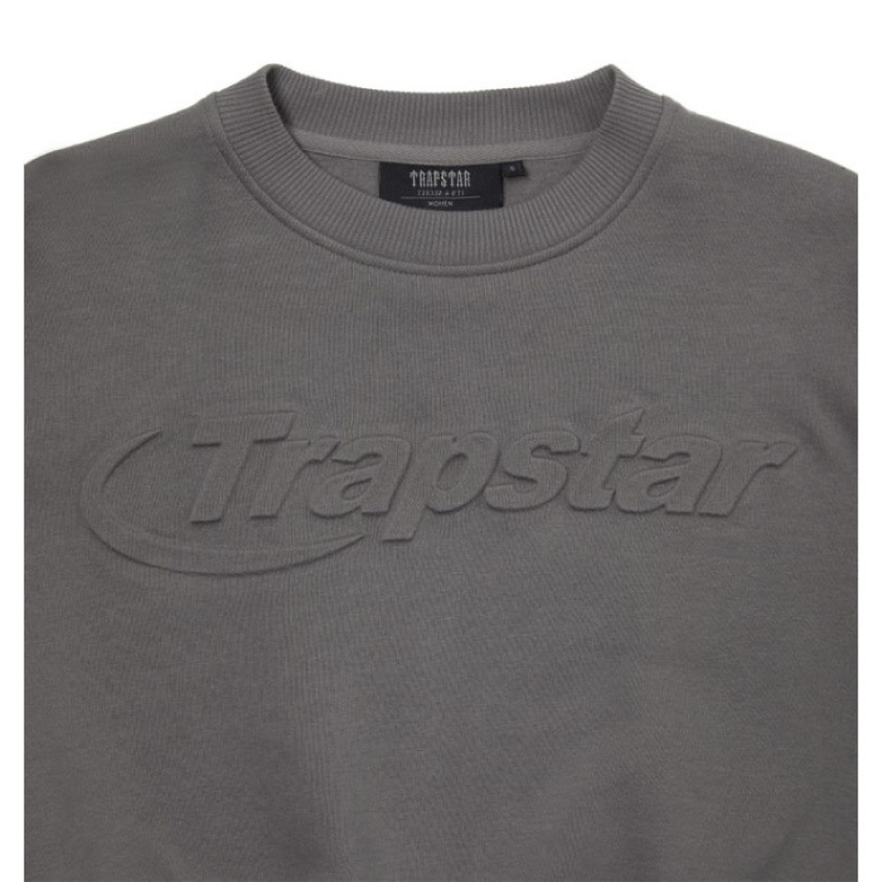 Grey Women's Trapstar Hyperdrive Crewneck Top Australia | TP63-944