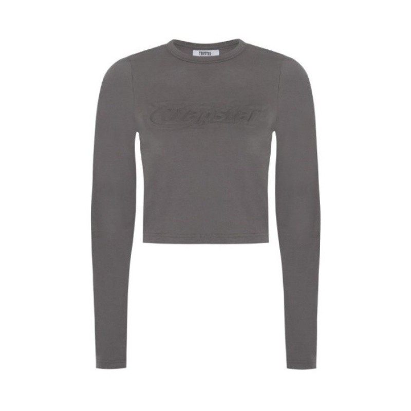 Grey Women\'s Trapstar Hyperdrive Cropped Long Sleeve Top Australia | KD40-802