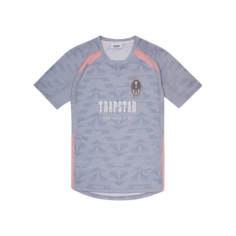 Grey / Pink Men\'s Trapstar Irongate Football Jersey T Shirts Australia | TL31-745