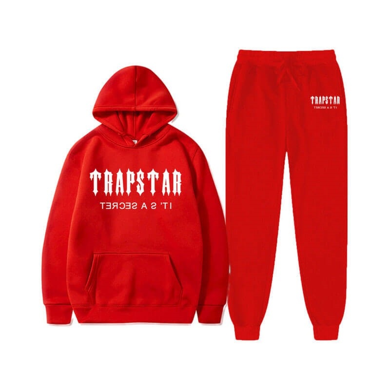 Red Men\'s Trapstar Chenille Decoded Hooded Tracksuit Australia | IJ76-491