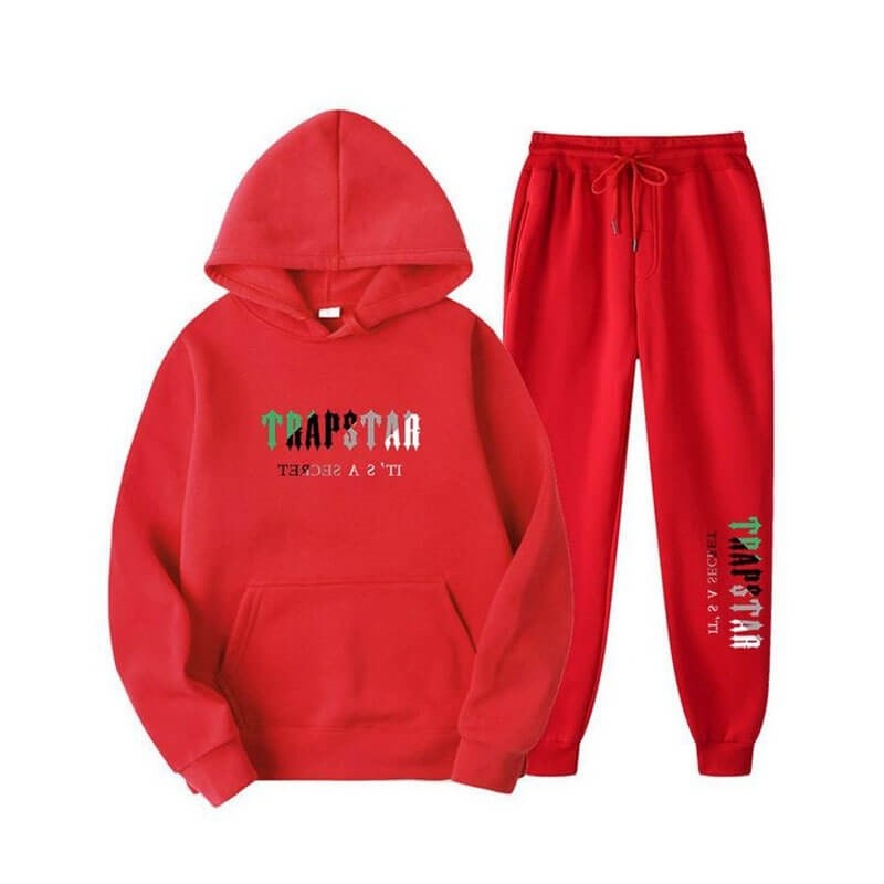 Red Men\'s Trapstar Printed Autumn Winter Warm Sportswear Tracksuit Australia | UK63-638