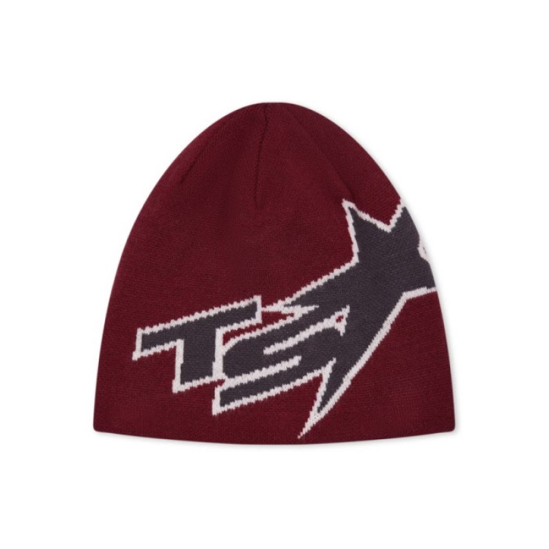 Red Men\'s Trapstar TS Star Beanie Hats Australia | NH71-797