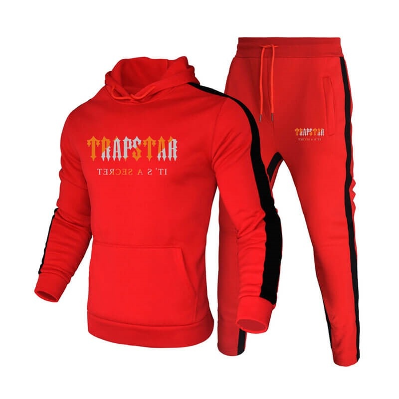 Red Men\'s Trapstar Winter Logo Hooded Tracksuit Australia | YS93-877