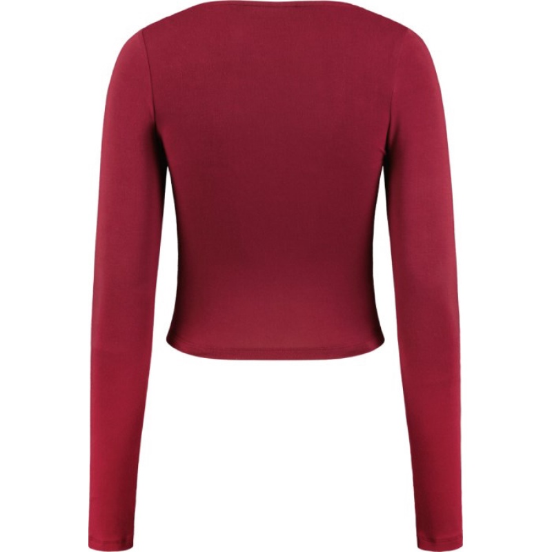 Red Women's Trapstar Long Sleeve Wing Hem Bralette Top Australia | JL28-989