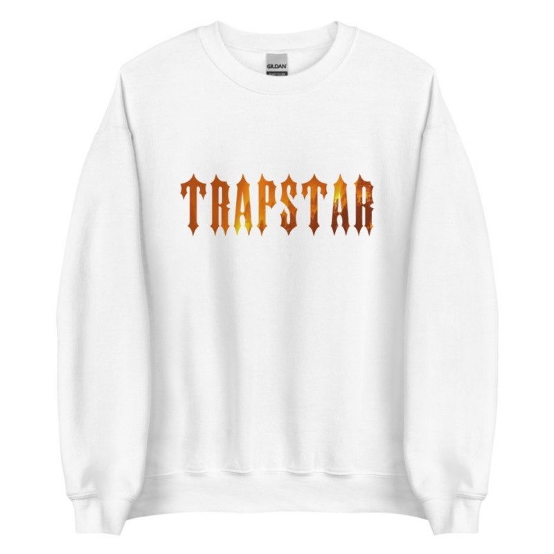 White Men\'s Trapstar Fire Logo Sweatshirts Australia | CP04-257