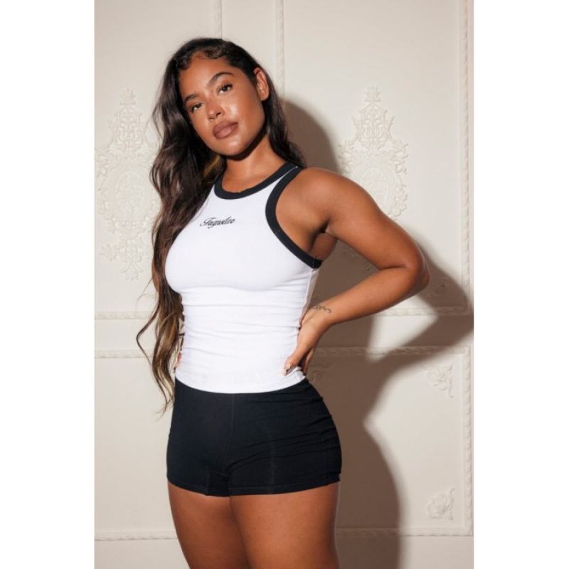 White / Black Women's Trapstar Racer Vest Top Australia | IB96-154