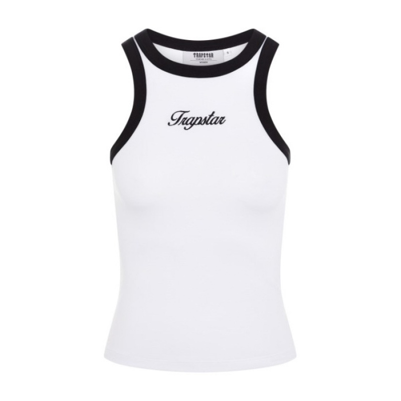 White / Black Women\'s Trapstar Racer Vest Top Australia | IB96-154